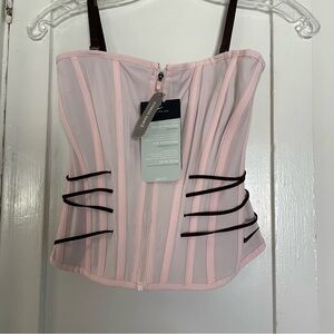 Nike Pink and Brown Dri-FIT Dance Corset zip up top small
